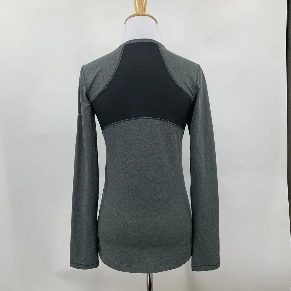 Columbia Omni Wick T Shirt Womens XS Extra Small Grey Long Sleeve Raglan Tee